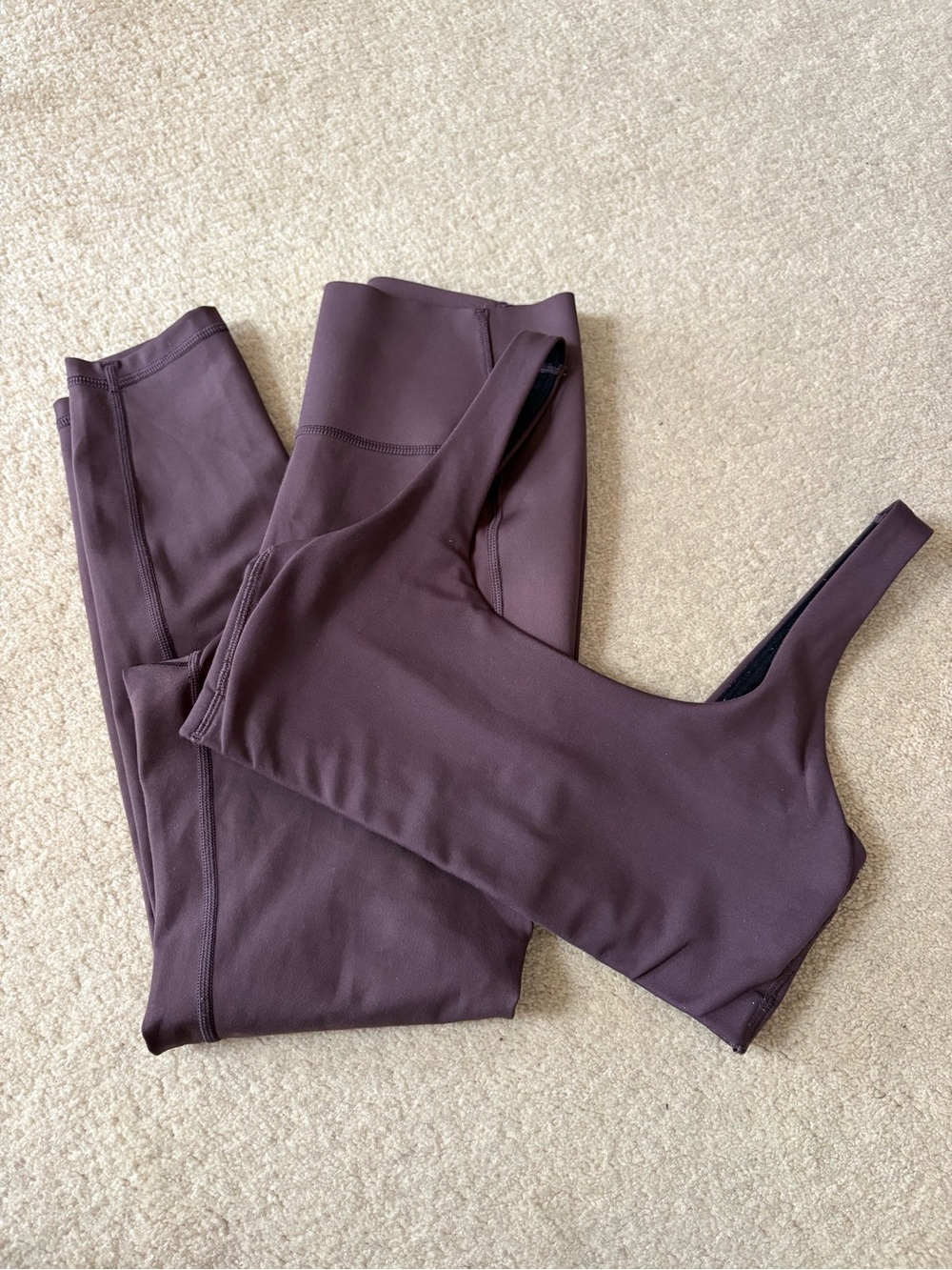 GAP Deep Plum Brown Leggings and Matching Sports Bra Set